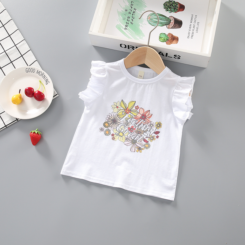 

1 pc Kid Girl Short-sleeve Cotton Sweet Floral T-shirt