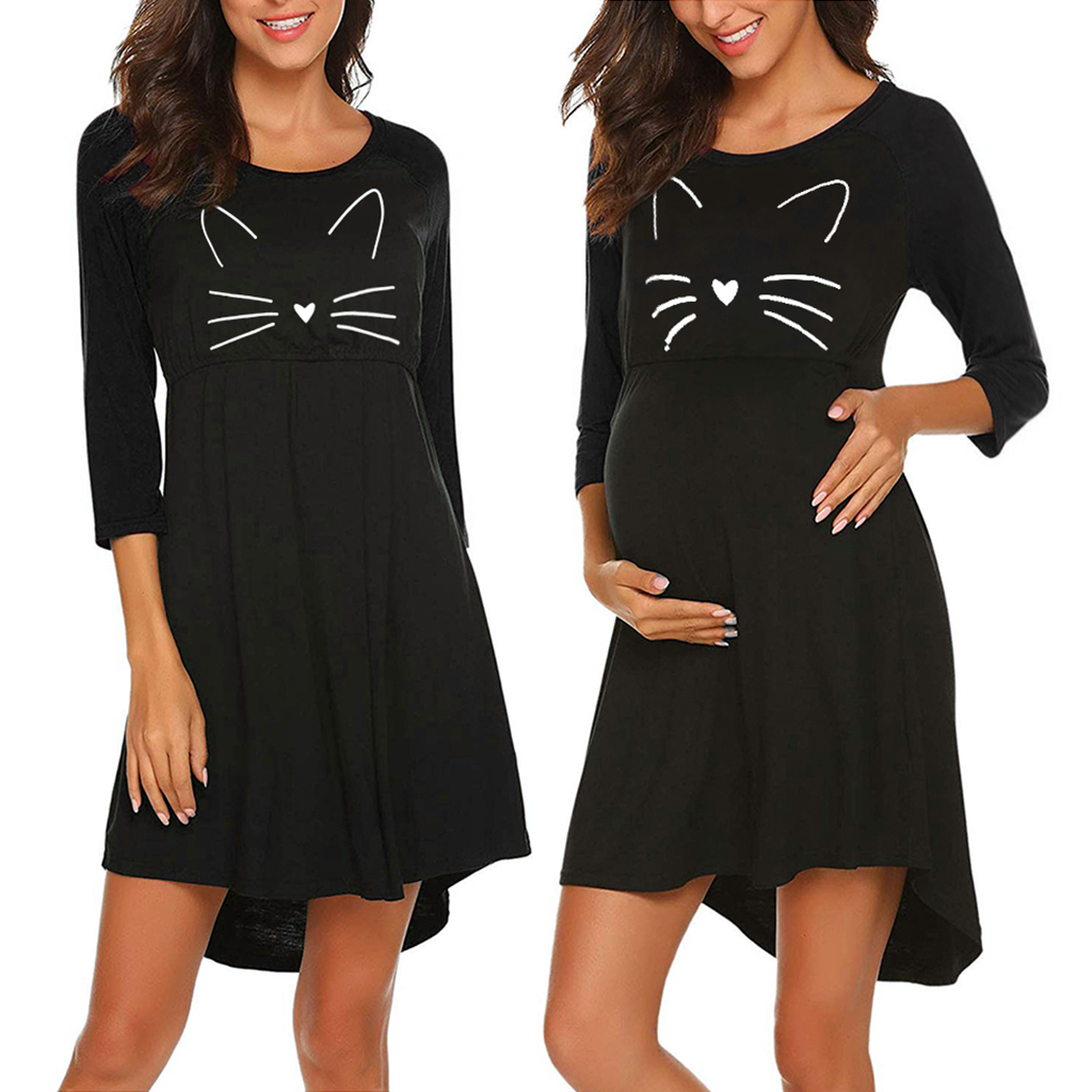 

Casual Animal Print Crop-sleeve Nursing Pajamas