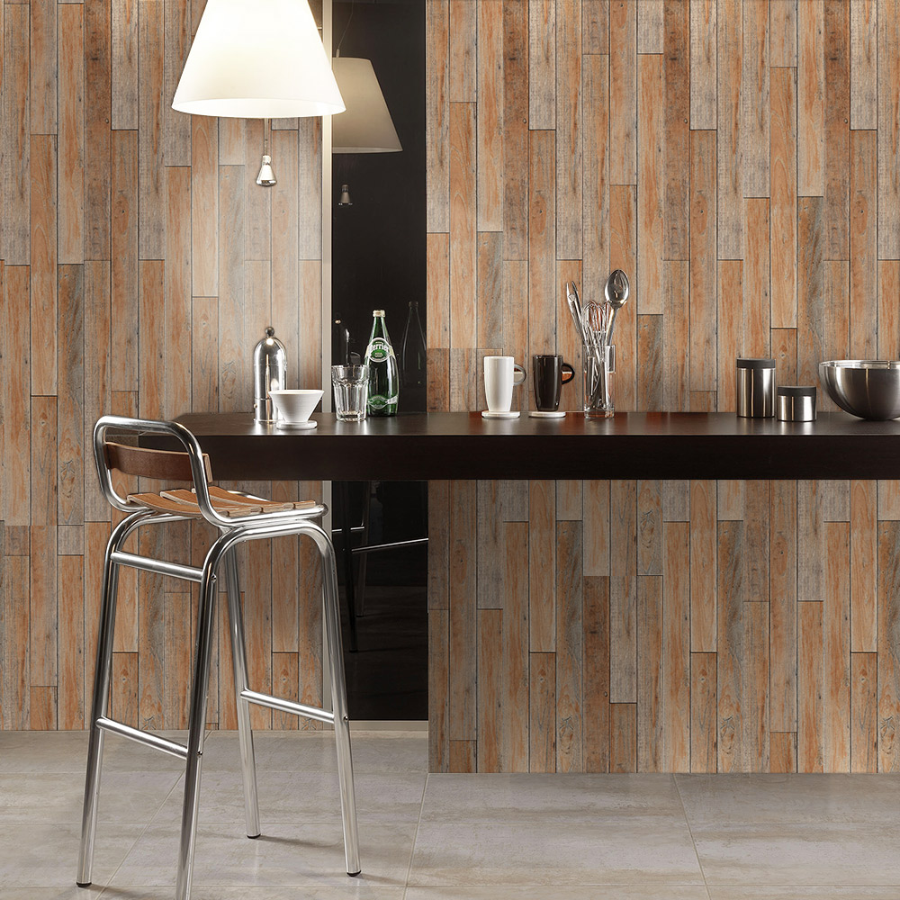 

Wood Panel Pattern Interior Waterproof Durable Self-adhesive Peel-stick