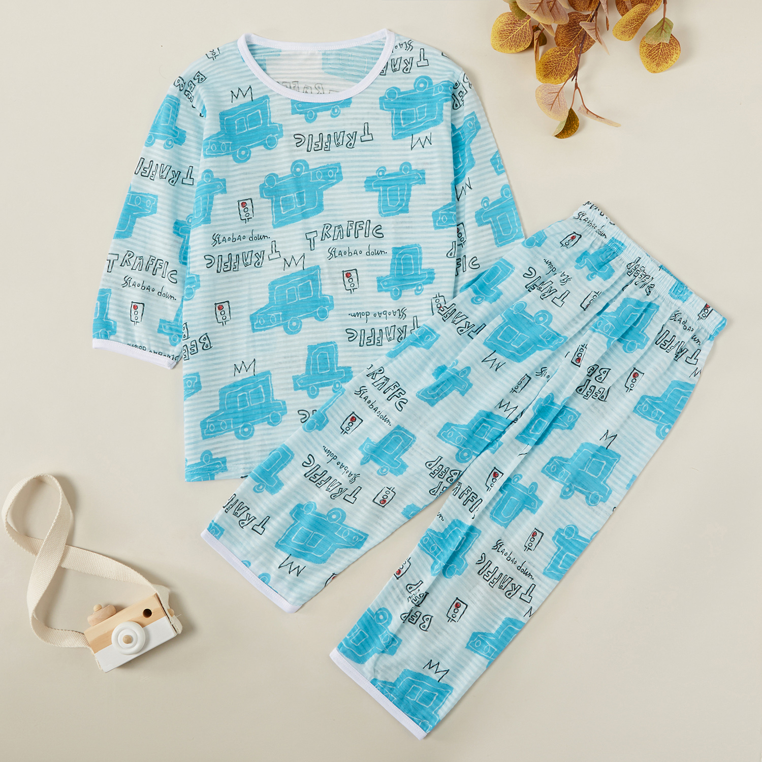 

Stylish Car Print Allover Tee and Pants Set