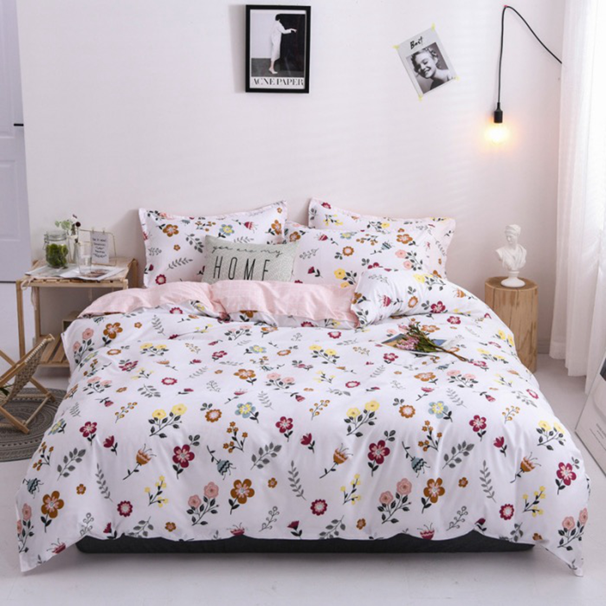 

4-PCS Pink Flower Cute Gril Cover Set Bedding Sets Comfort Cover Pillow Cases
