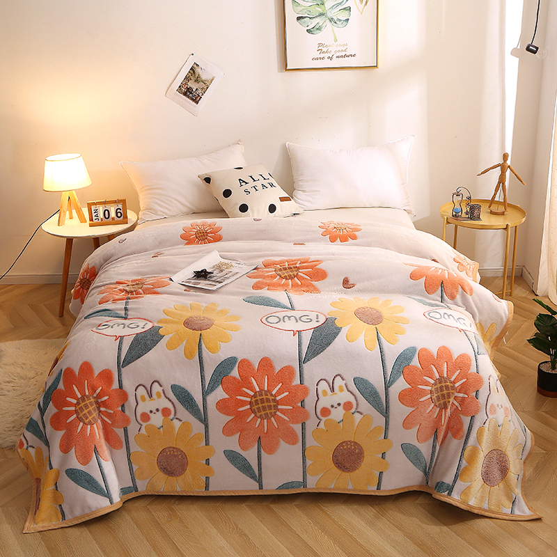 

Floral Print Fleece Blankets Home Bed Blanket Kids Bedding Super Soft Plush Throw Blanket