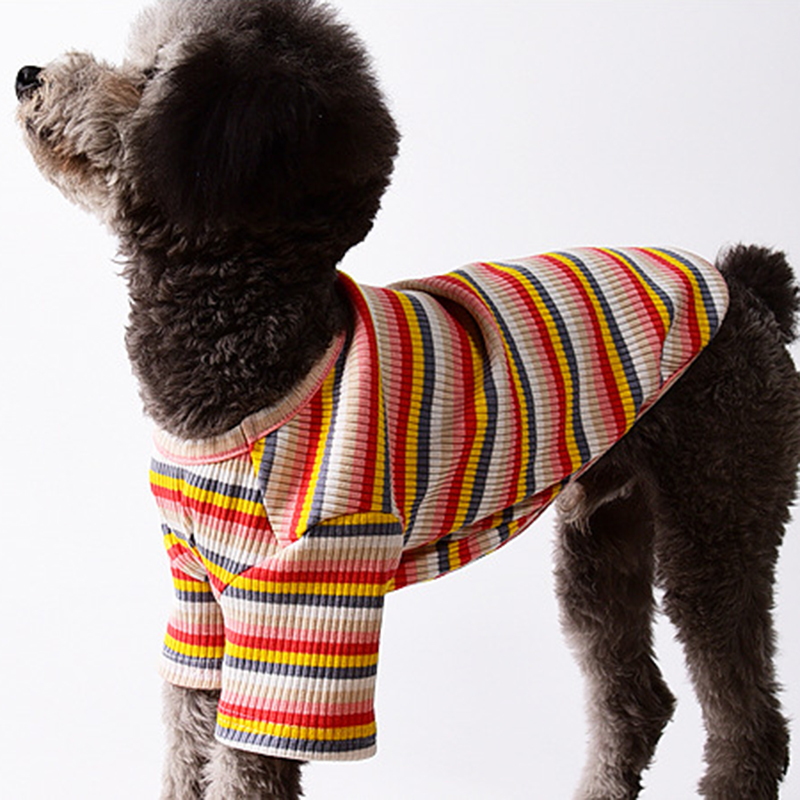 

Pet Strong Cotton Knitted Striped Short Sleeve