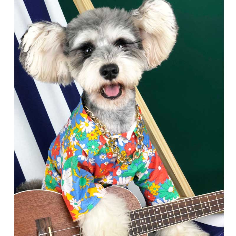 

Pet summer thin bright floral shirt