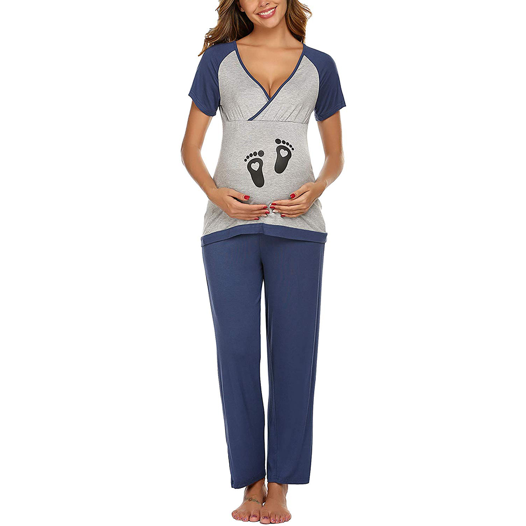 

Maternity Animal Color block Pants suit