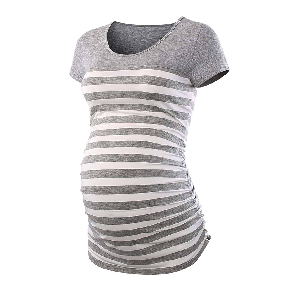 

Maternity Stripe Print Round Neck Short-sleeve Tee