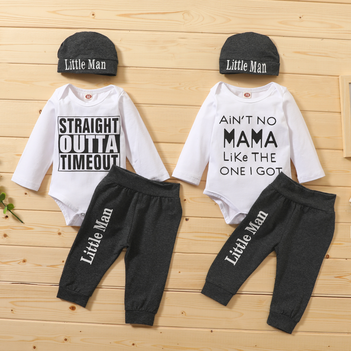 

3pcs Baby Boy casual Letter Baby's Sets Long-sleeve Autumn Infant Baby Clothes Outfits Romper
