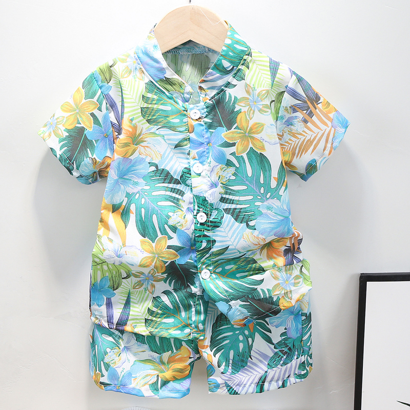 

2-piece Toddler Boy Summer Floral Print Shirt and Shorts Set