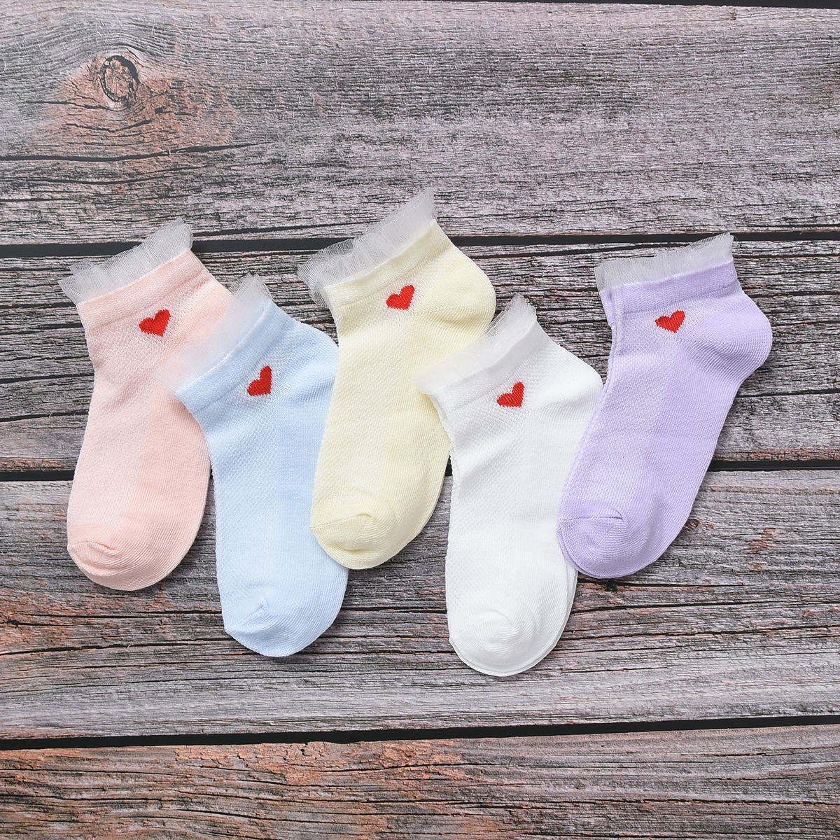 

5-pack Baby / Toddler / Kid Solid Tulle Decor Knitted Socks