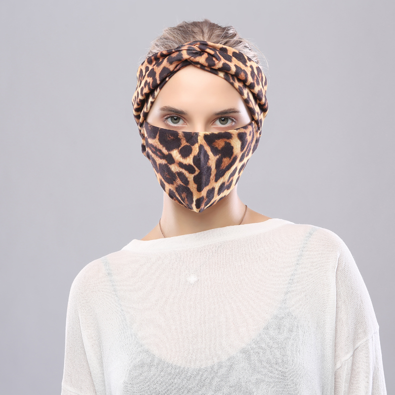 

3PCS Leopard Print Hair Band Mask Set