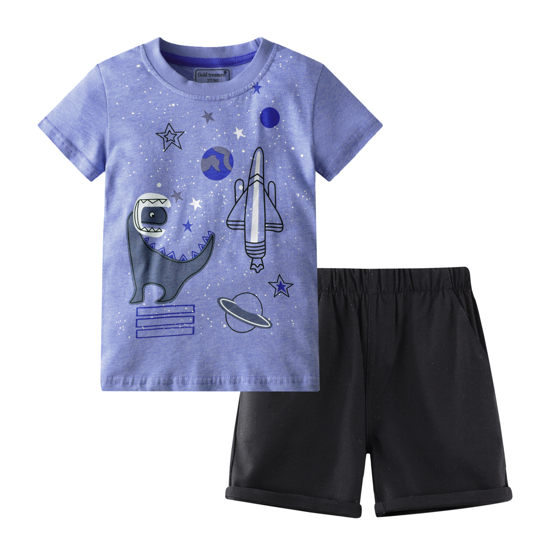 

2-piece Baby / Toddler Boy Space Rocket Tee and Shorts Set