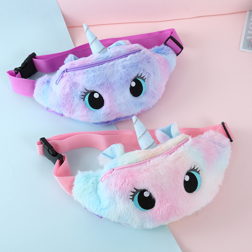 

1-pack Colorful Unicorn Fleece Shoulder Bag for Children