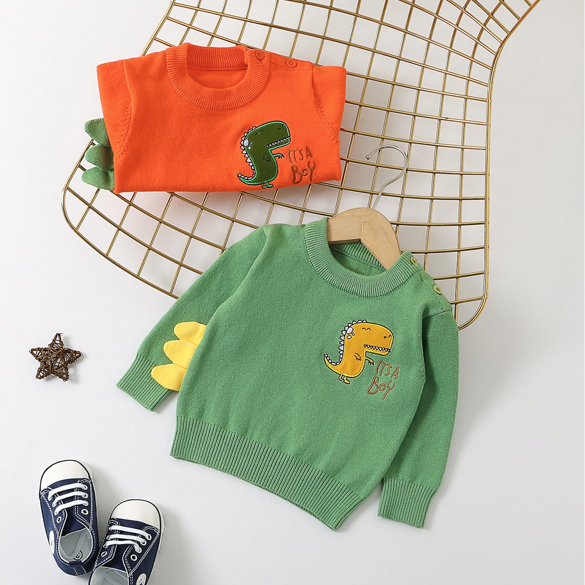

Cute Dinosaur Baby Sweater Knitted Jacket Winter Coat