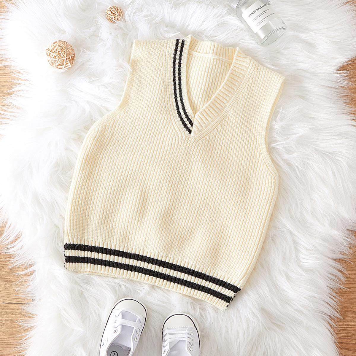 

Baby / Toddler Solid Striped Sleeveless Sweater
