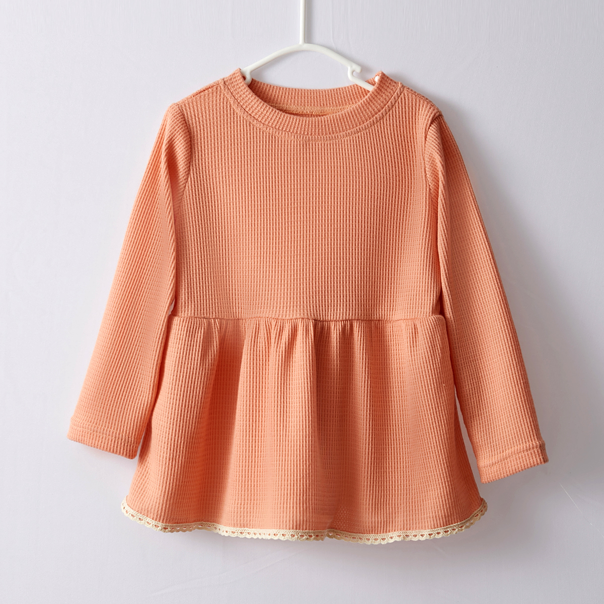 

Toddler Girl Lace Trim Waffle Knit Sweater