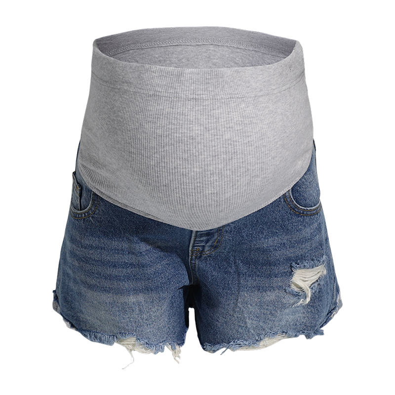 

Maternity casual Plain Blue high-waist jeans