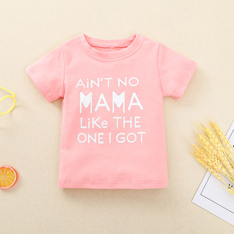 

Letter Print Pink Baby Short-sleeve Cotton T-shirt