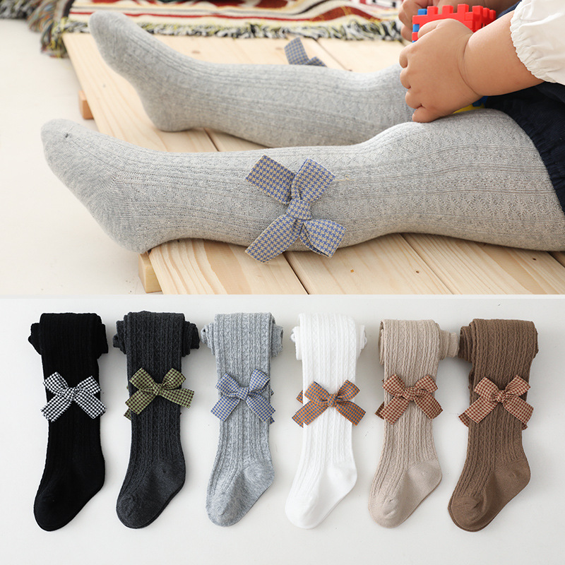

Baby / Toddler / Kid Plaid Bow Decor Pure Color Pantyhose