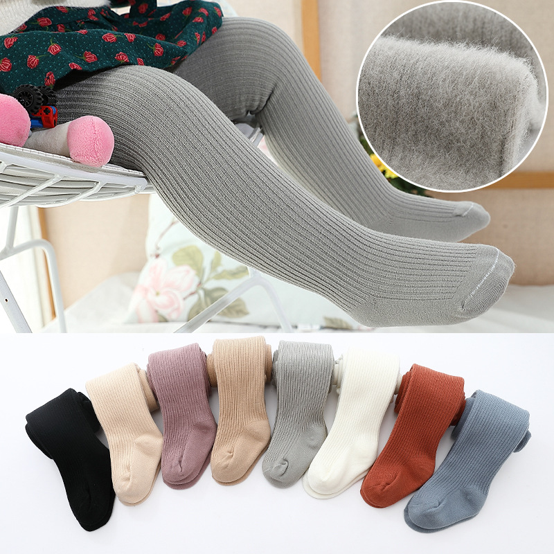 

Baby / Toddler Pure Color Winter Warm Ribbed Thick Pantyhose