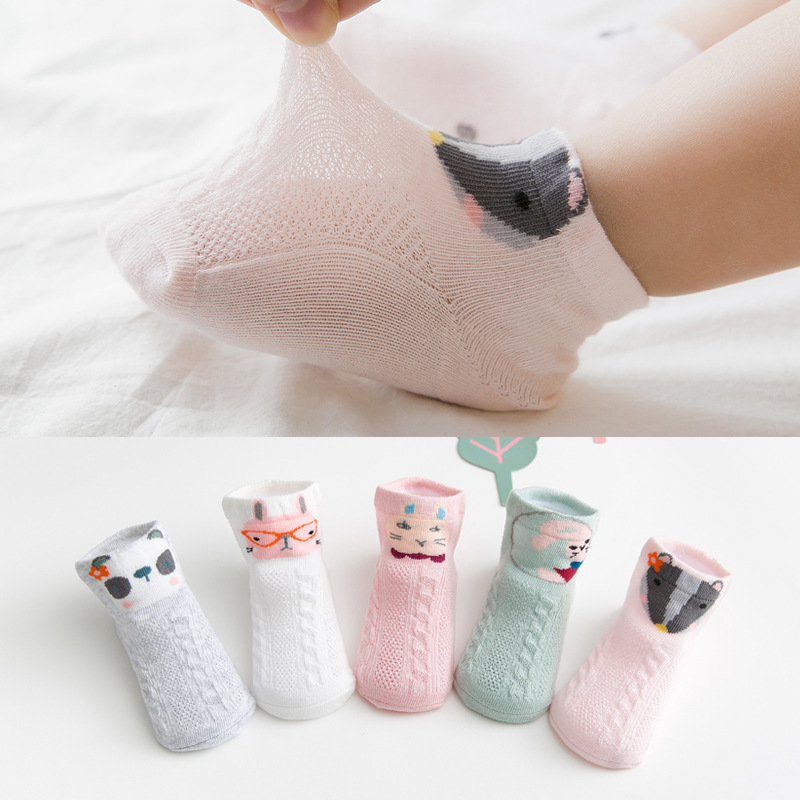 

5-pairs Baby / Toddler / Kid Cartoon Animal Pattern Mesh Panel Socks