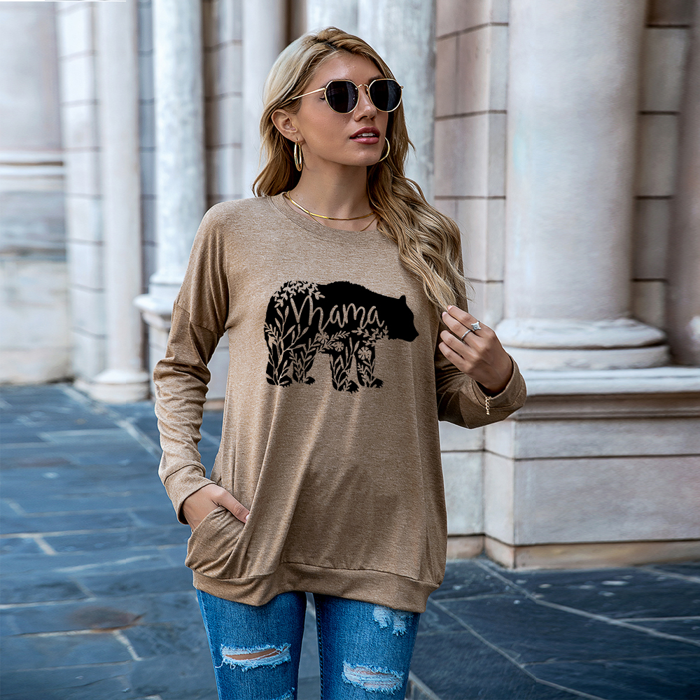 

Round collar Animal Litooffset print long sleeve normal Pullover