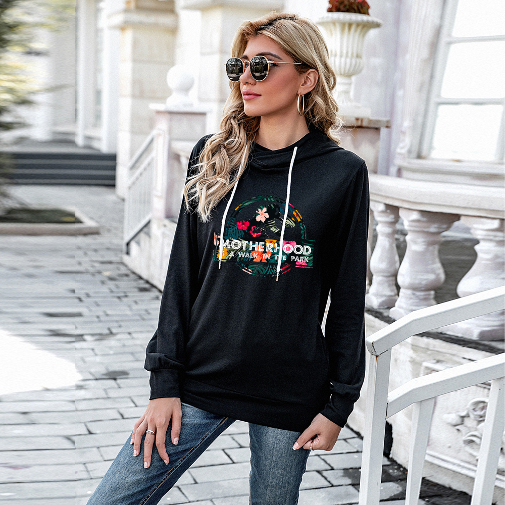 

Hooded Litooffset print long sleeve normal Hooded