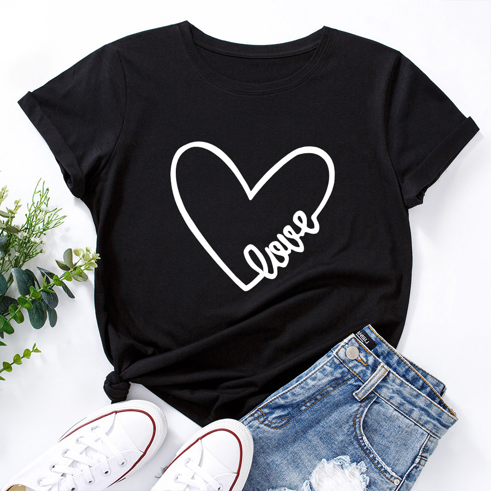 

Casual Love Printed Short-sleeve Tee For women