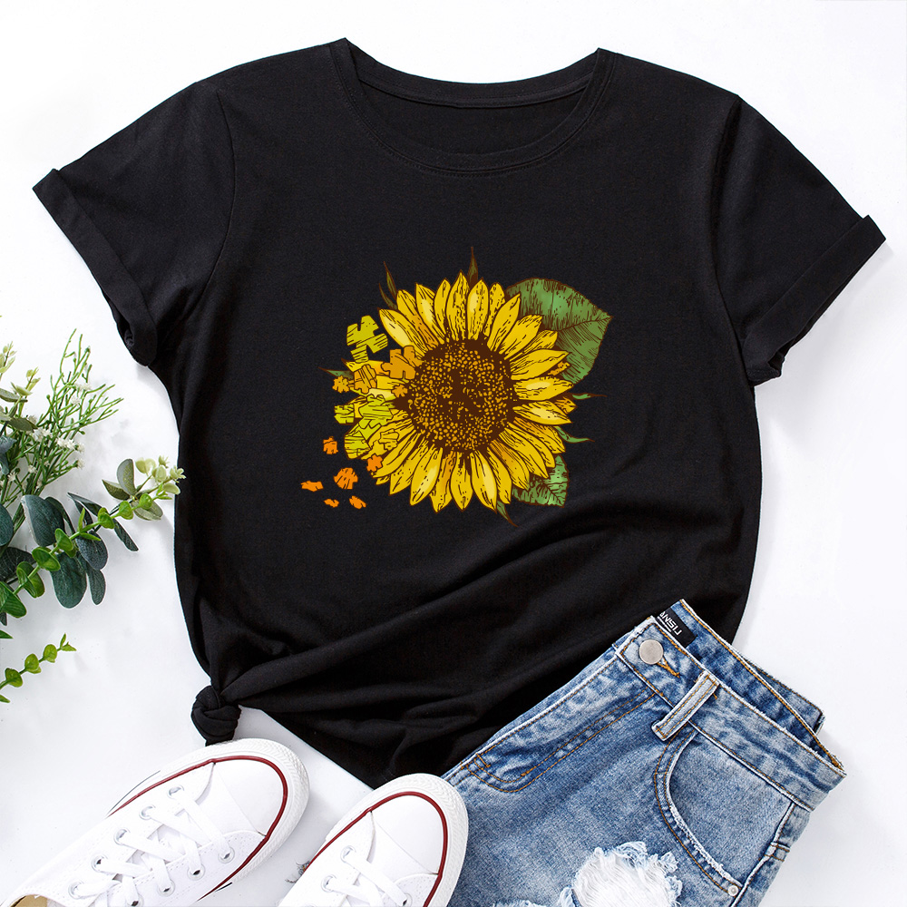 

Casual Sunflower Printed Short-sleeve Tee