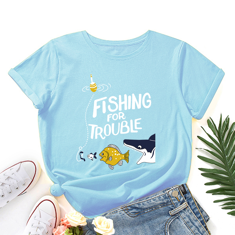 

casual Letter Animal Print Round collar Short Sleeve T-shirt