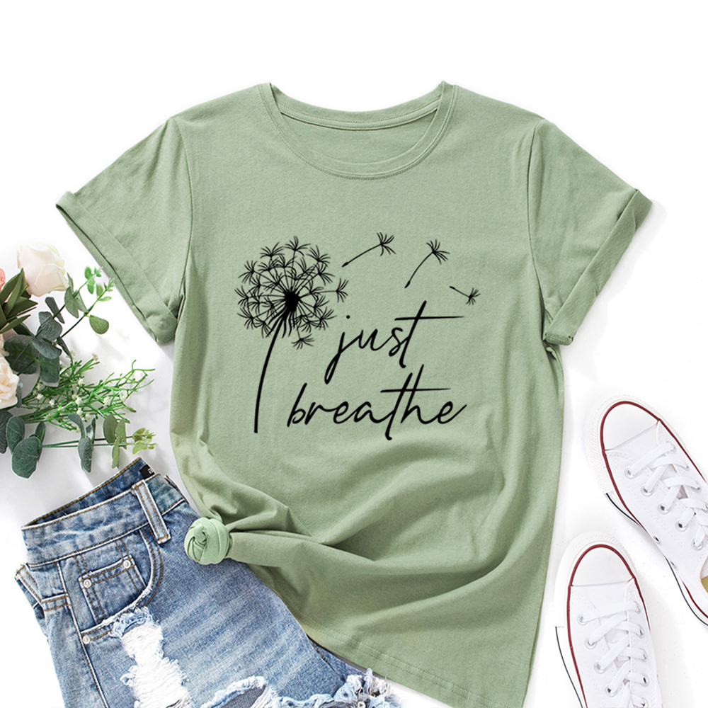 

Dandelion Letter Print Round Collar Short-sleeve Women T-shirt