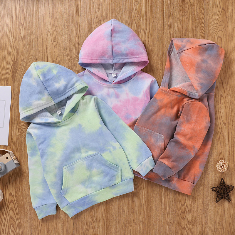 

Baby / Toddler Tie-dye Colorful Long-sleeve Hooded Pullover