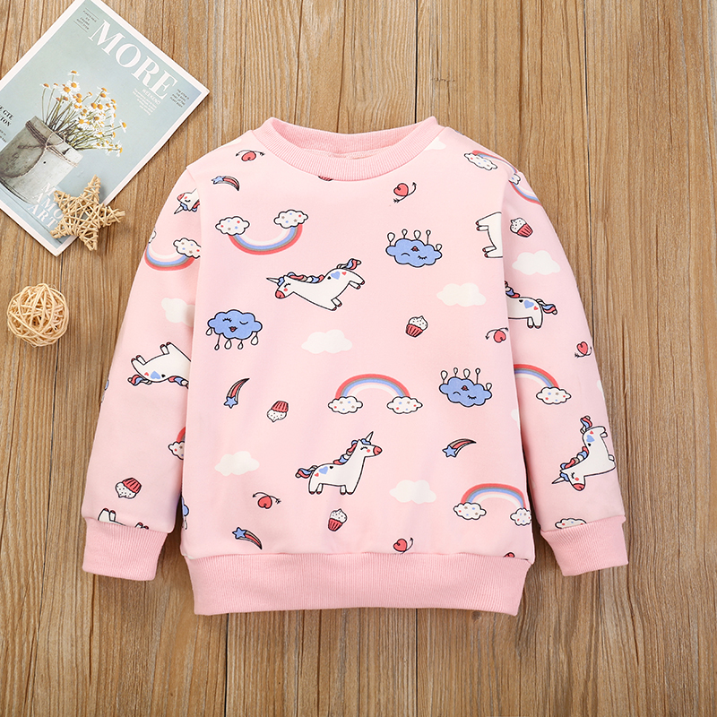 

Baby / Toddler Unicorn Rainbow Print Long-sleeve Pullover