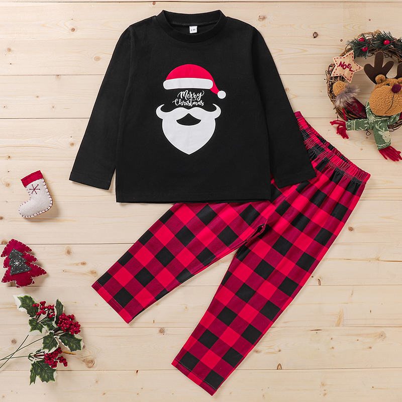 

2-piece Baby / Toddler Christmas Letter Top and Plaid Pants Set