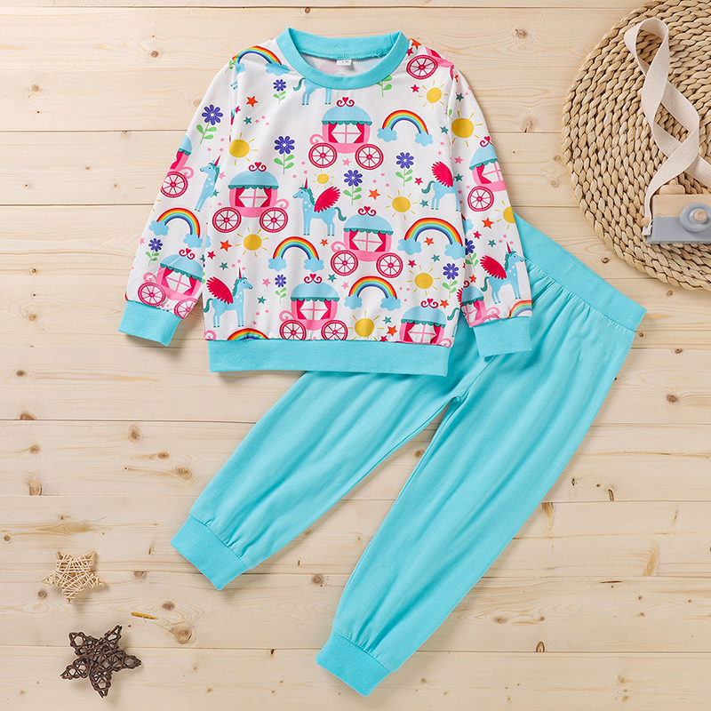 

2-piece Baby / Toddler Unicorn Rainbow Pattern Pullover and Pants Set