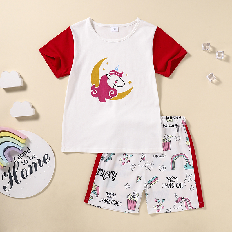 

Kids Girl Unicorn Tee and Shorts Set
