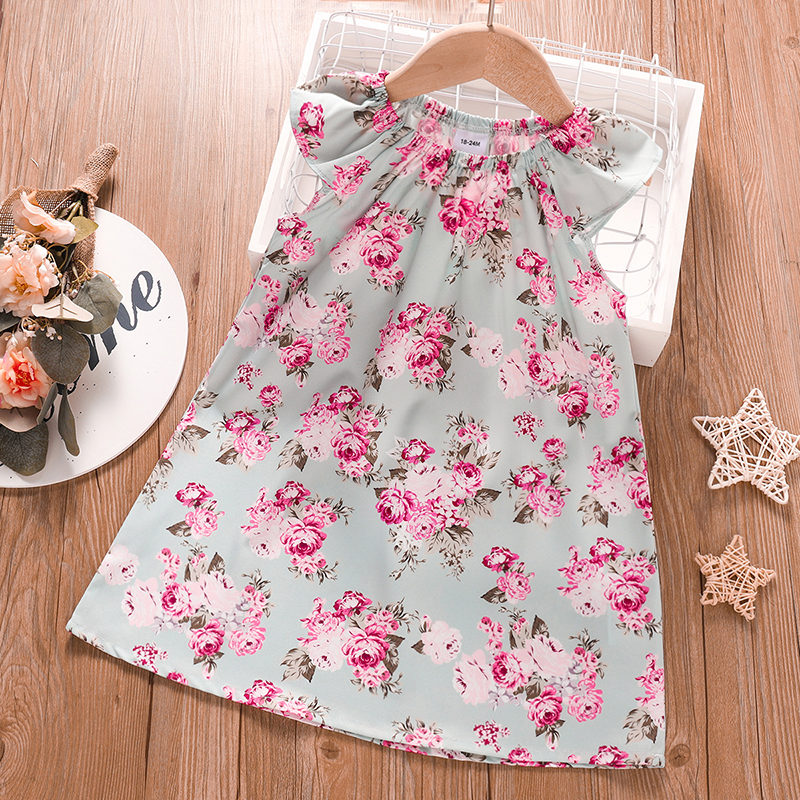 

Toddler Girl Floral Allover Print Ruffle Collar Dress