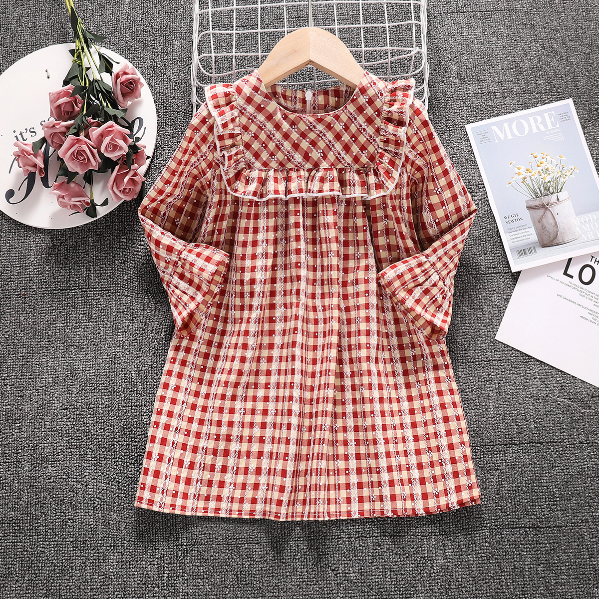 

Baby / Toddler Ruffled Plaid Long-sleeve Dress