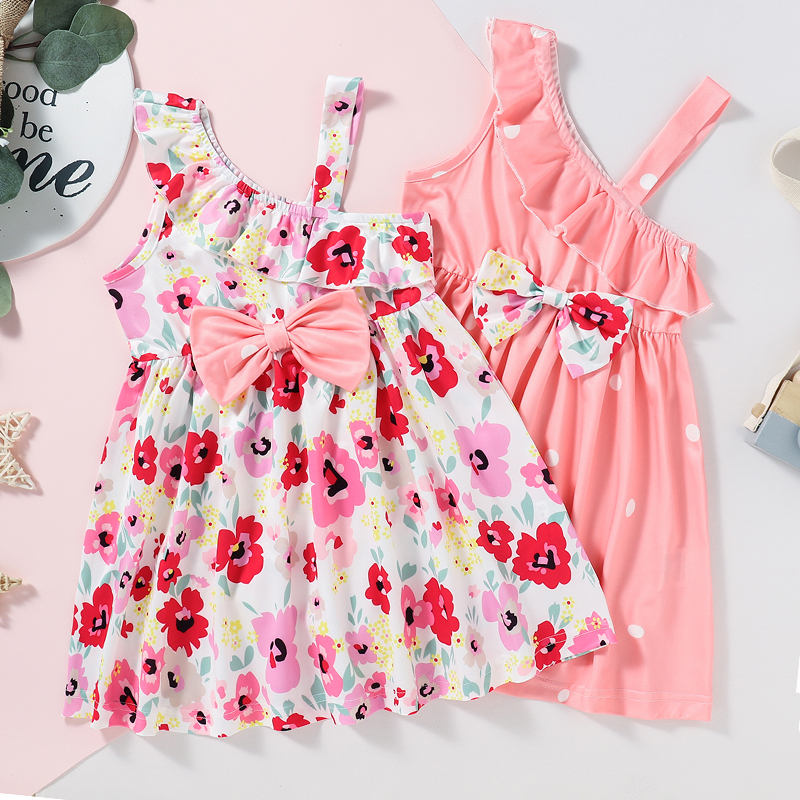 

Toddler Girl Floral Bowknot Print Dress
