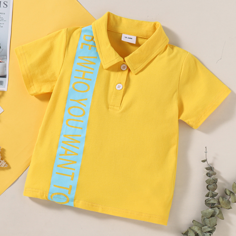 

Toddler Boy Letter Splice Polo Tee
