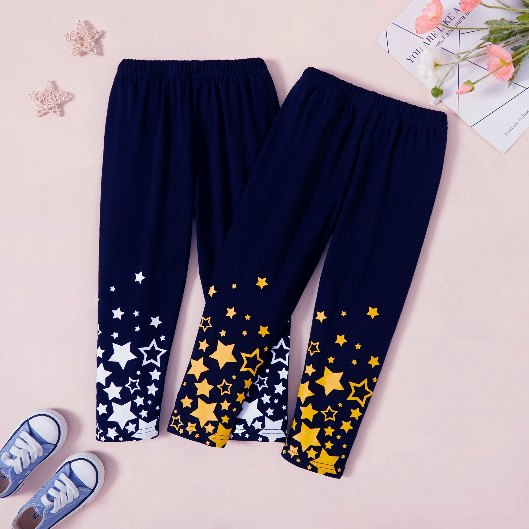 

Toddler Girl Stars Print Casual Elasticized Pants & Leggings
