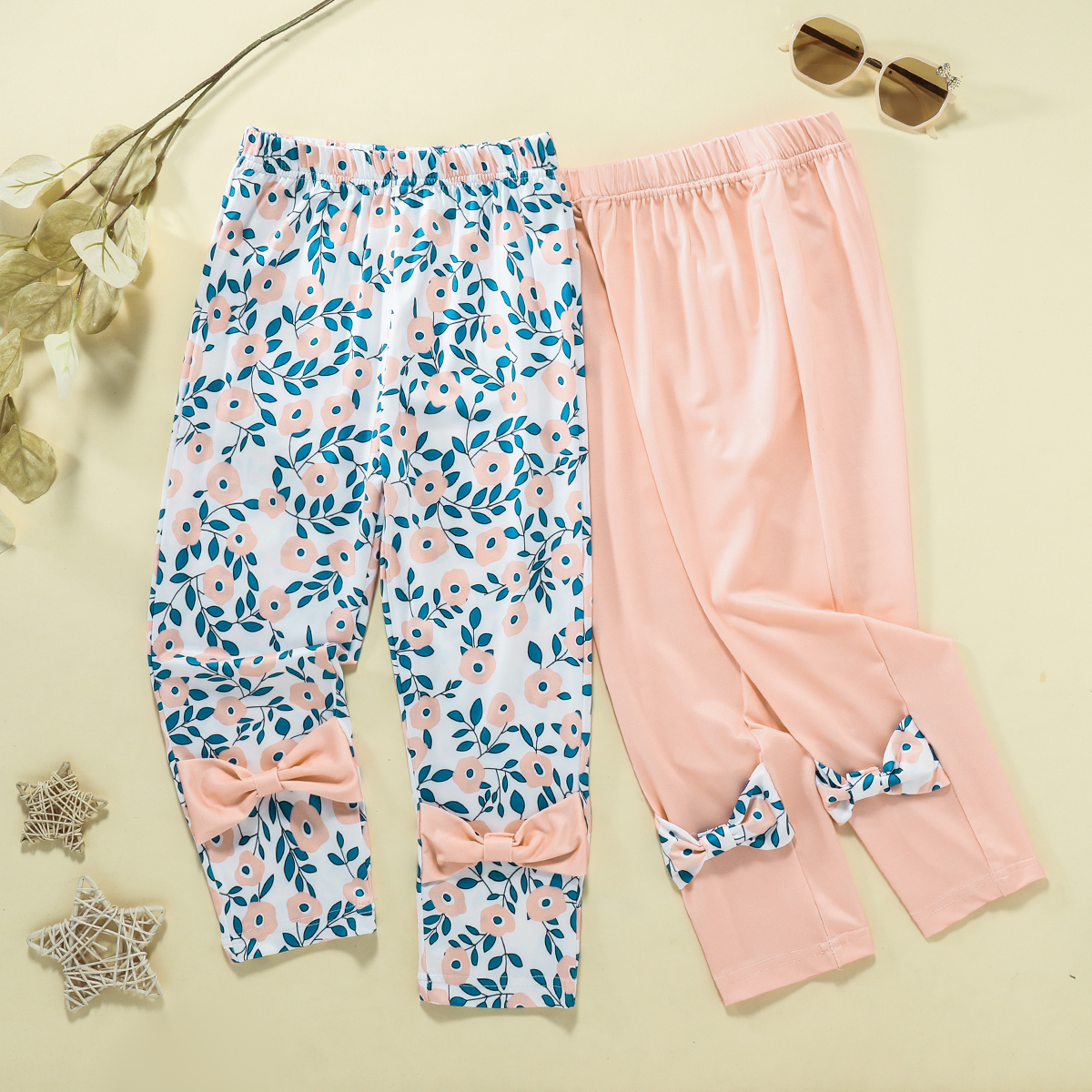 

Toddler Girl Bowknot Design Solid/Pink Leggings