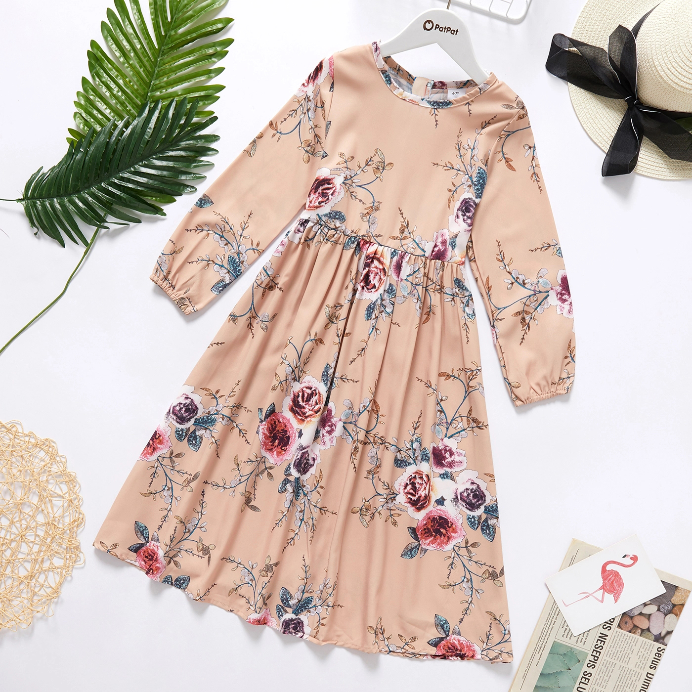 

Kid Girl Floral Print A-line Round-collar Long-sleeve Dress