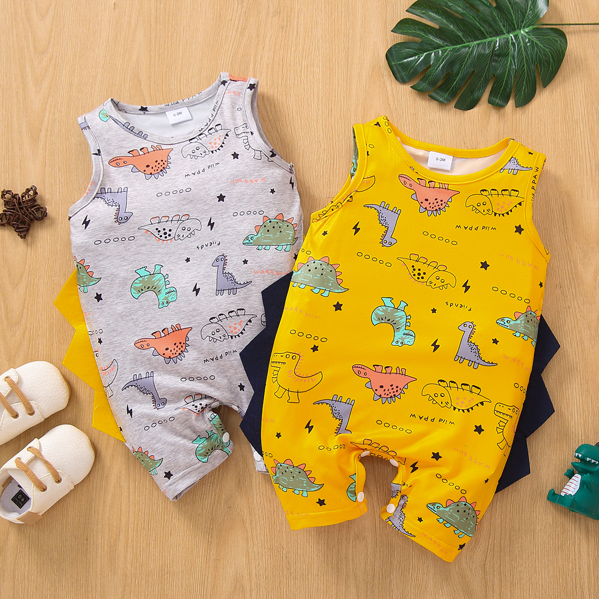 

Baby Boy Allover Dinosaur Print Sleeveless Tank Jumpsuit