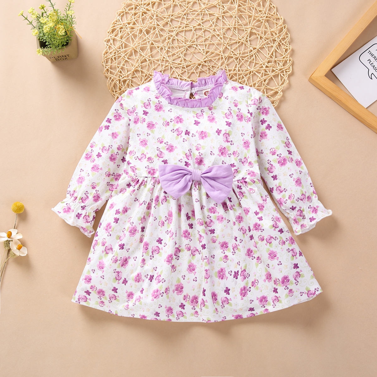 

Baby Girl Floral Sweet Dress Cotton Cute Sweet NEW Newborn Infant Baby Girls Kids Winter Dress Long Sleeve