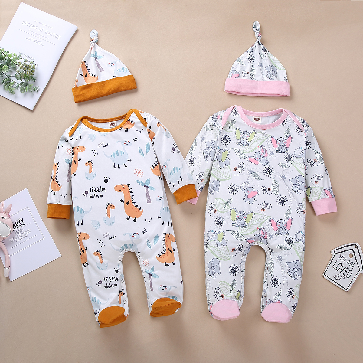 

2-piece Baby Adorable Animal Jumpsuit and Hat