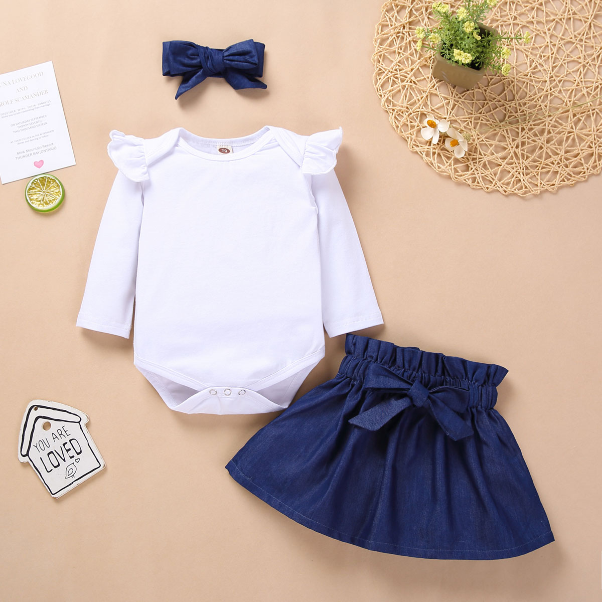 

3-pcs Baby Girl casual Suit-dress Cotton Cute Sweet NEW Newborn Infant Baby Girls Kids Winter Dress Long Sleeve Romper