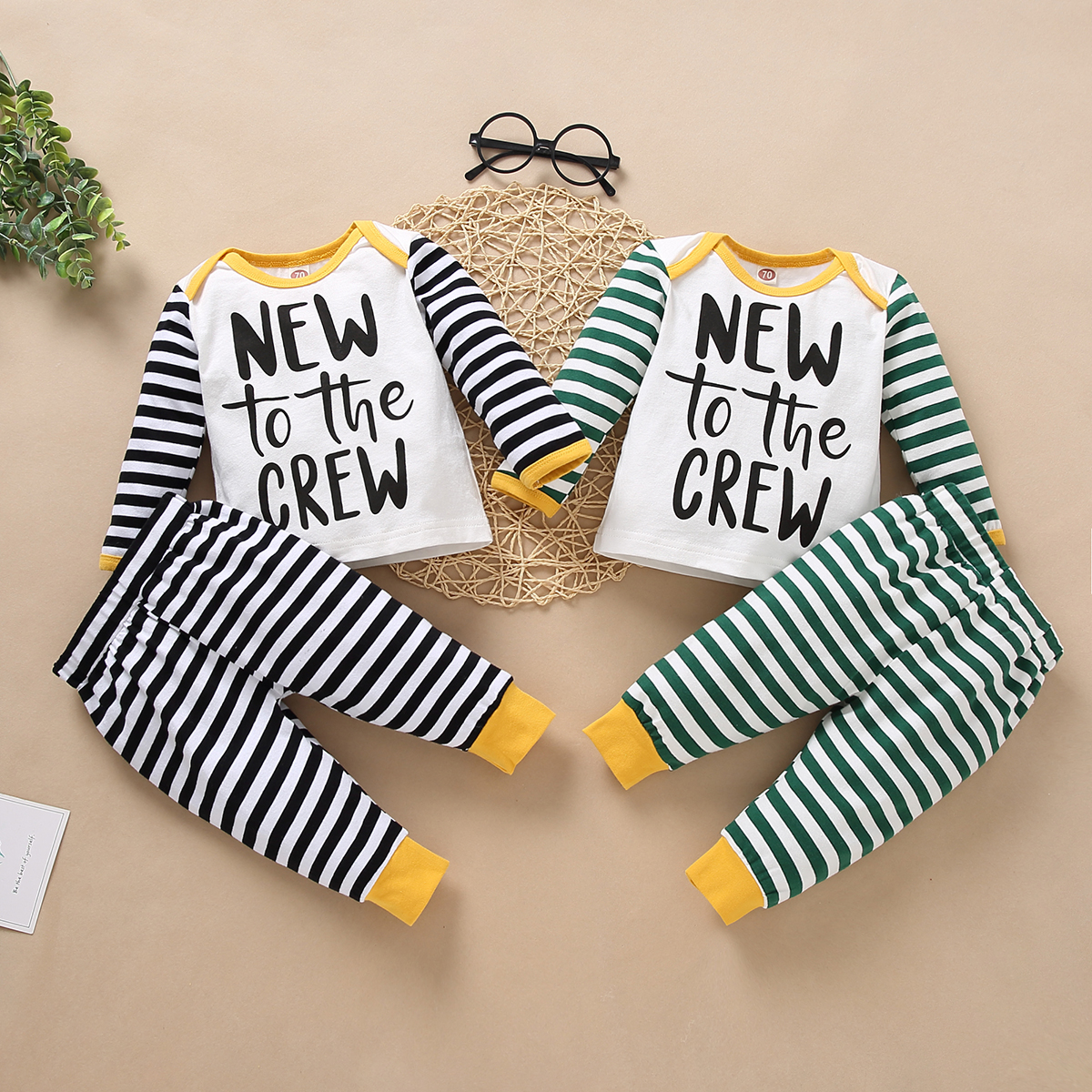 

2pcs Baby Unisex casual Baby's Sets Stripe Cotton Fashion Long Sleeve Infant Clothing Outfits