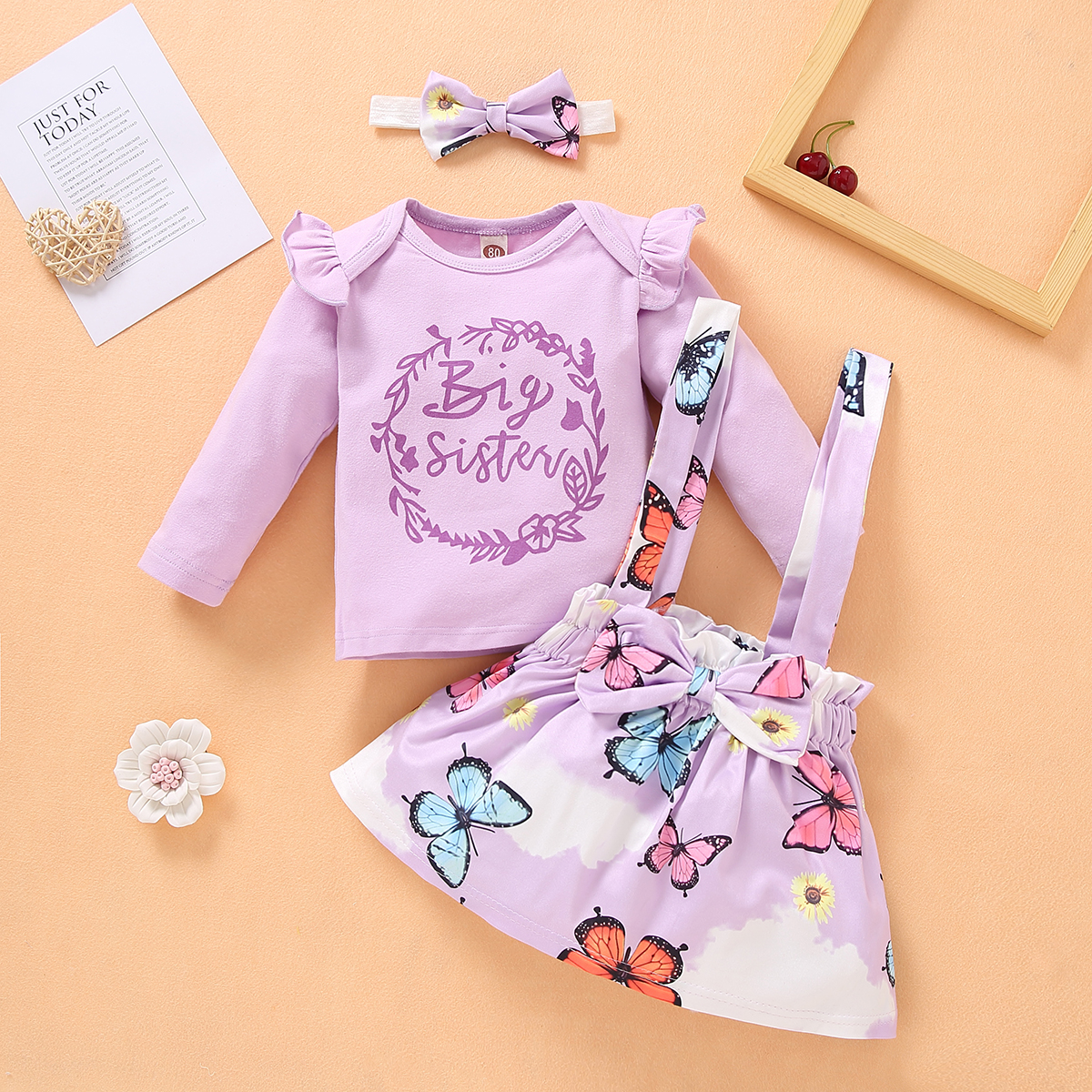 

Baby Girl Letter Long-sleeve Cotton Sweet Suit-dress