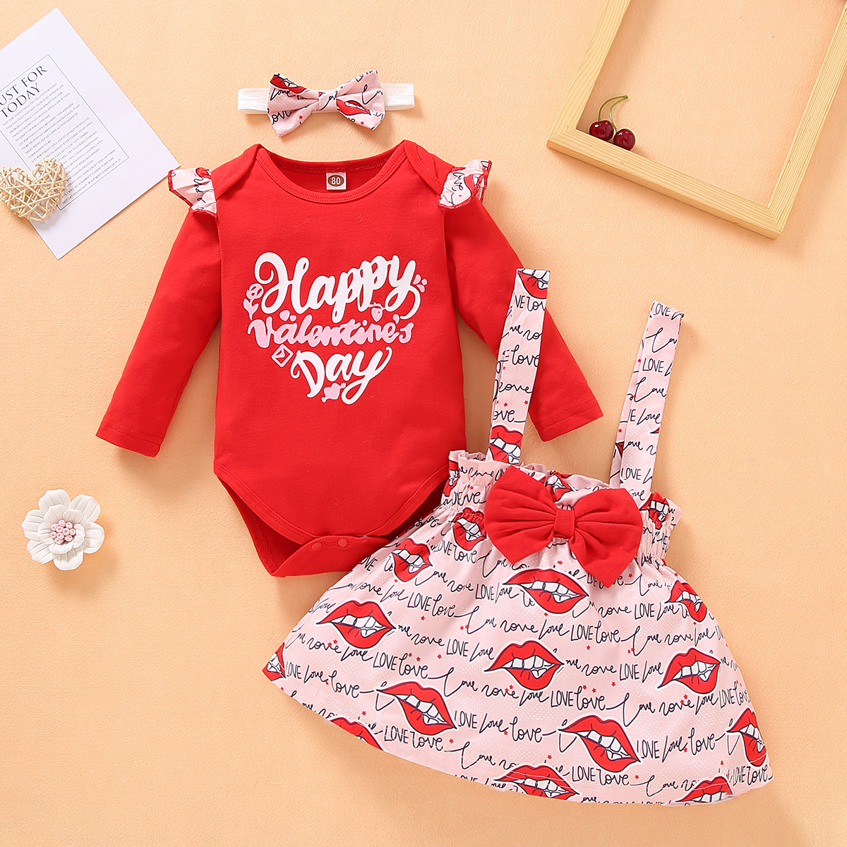 

Baby Girl Letter Long-sleeve Cotton Romper Sweet Suit-dress