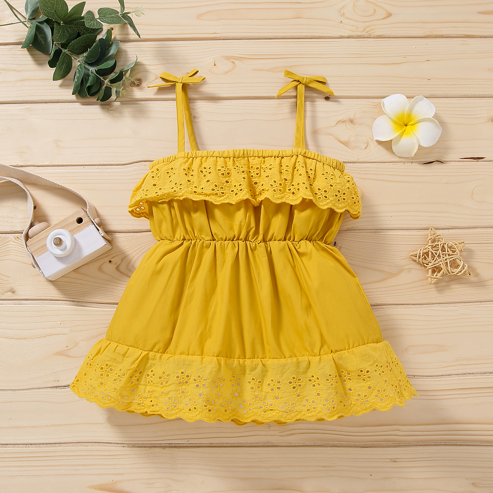 

1pc Baby Girl sling solid Sweet Dress